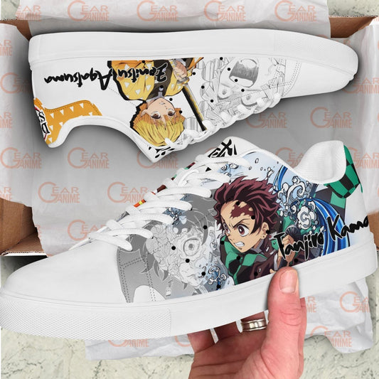 Tanjiro and Zenitsu Skate Sneakers Custom Anime Shoes